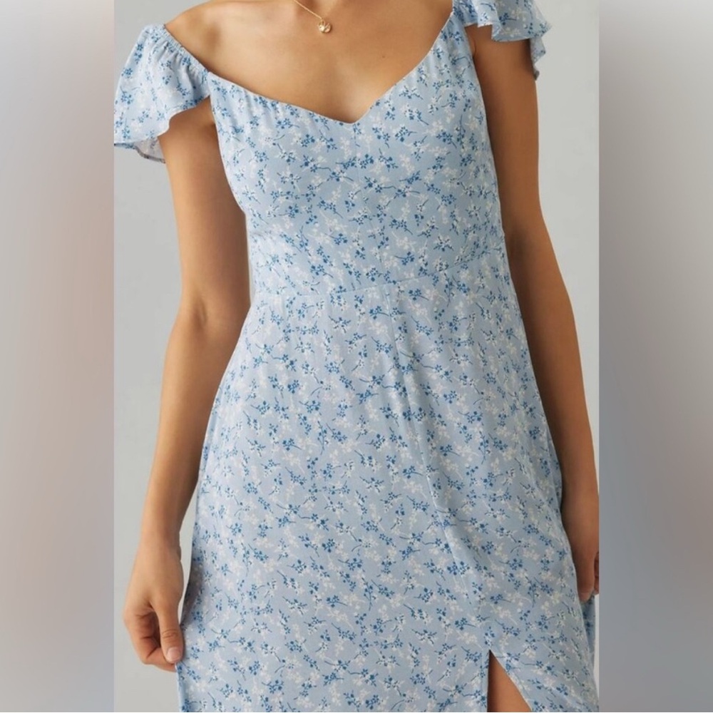 Reformation Baxley Light Blue Floral Dress